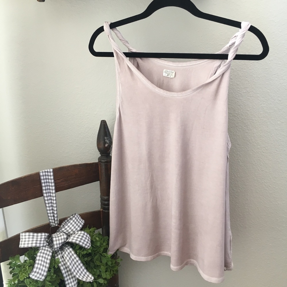 Volcom Twisted Strap Vintage-wash pink tank Sz Lg